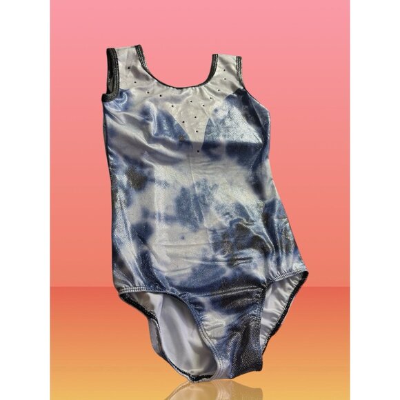 Girls Gymnastics Cute Pattern Dance Outfit With Shorts And Scrunchie Size 10 1/2 - Picture 1 of 2